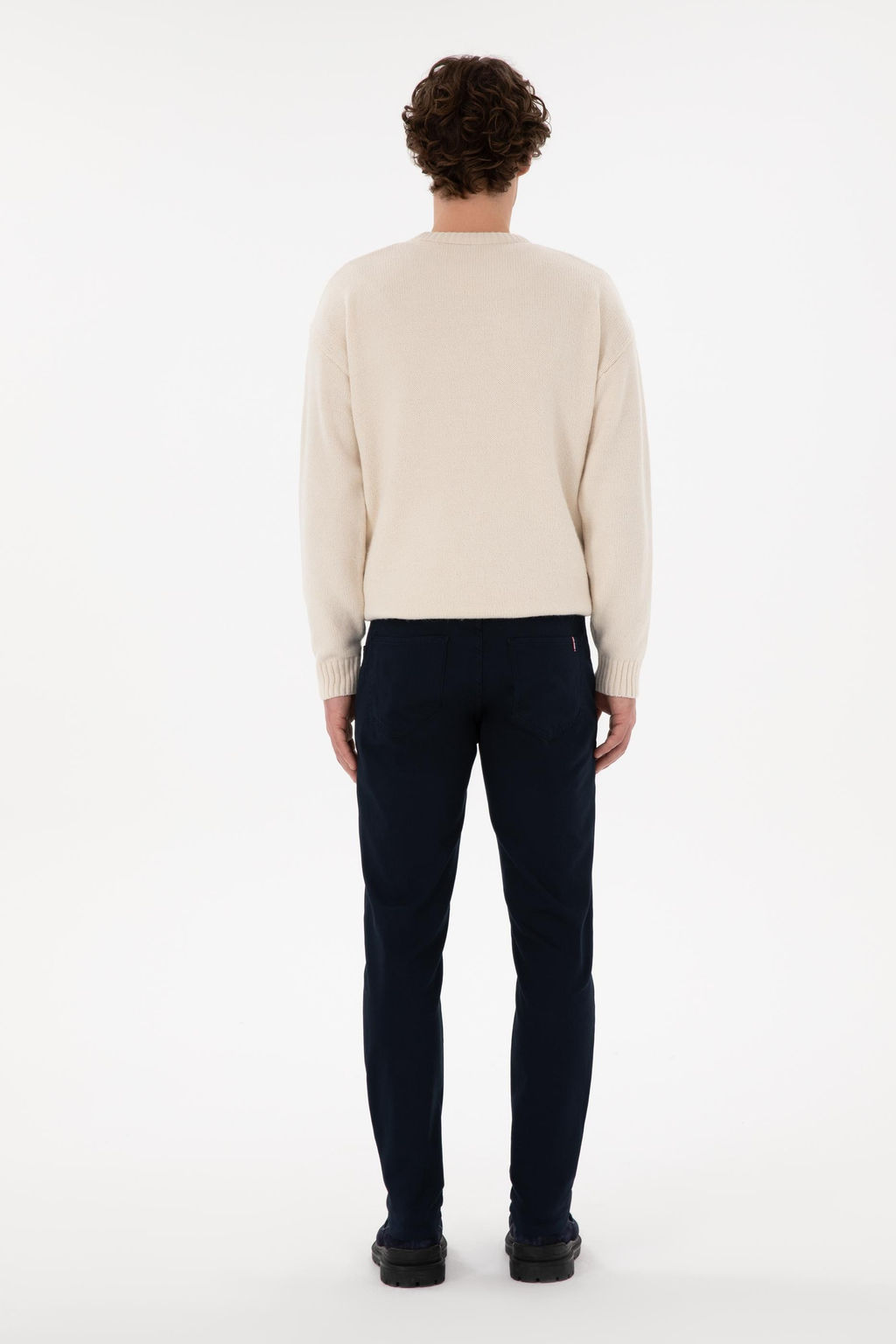 Erkek Lacivert Slim Fit Kanvas Pantolon