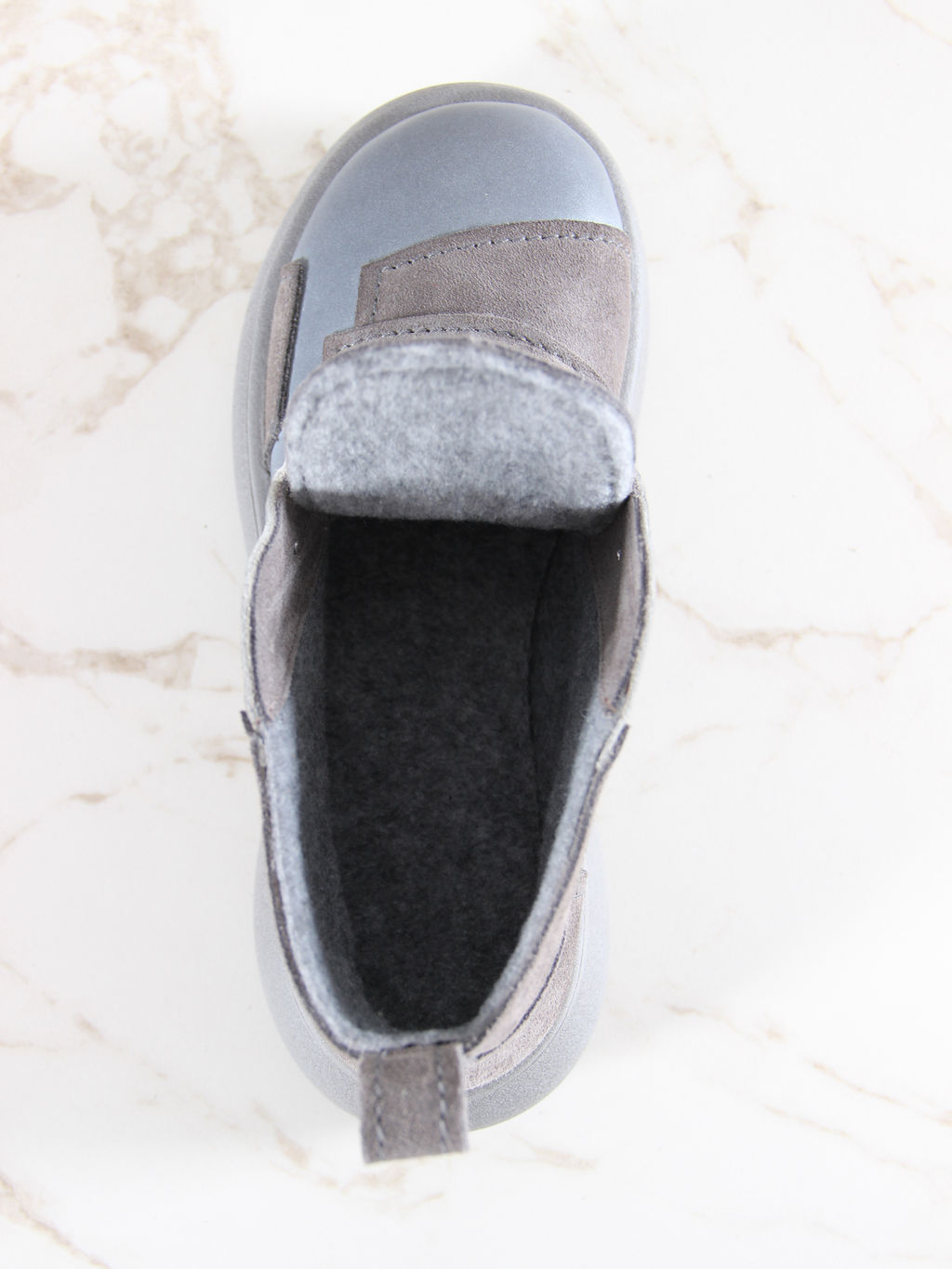 Ботинки 305.927gr.Серая вакса+серый замок замша/байка