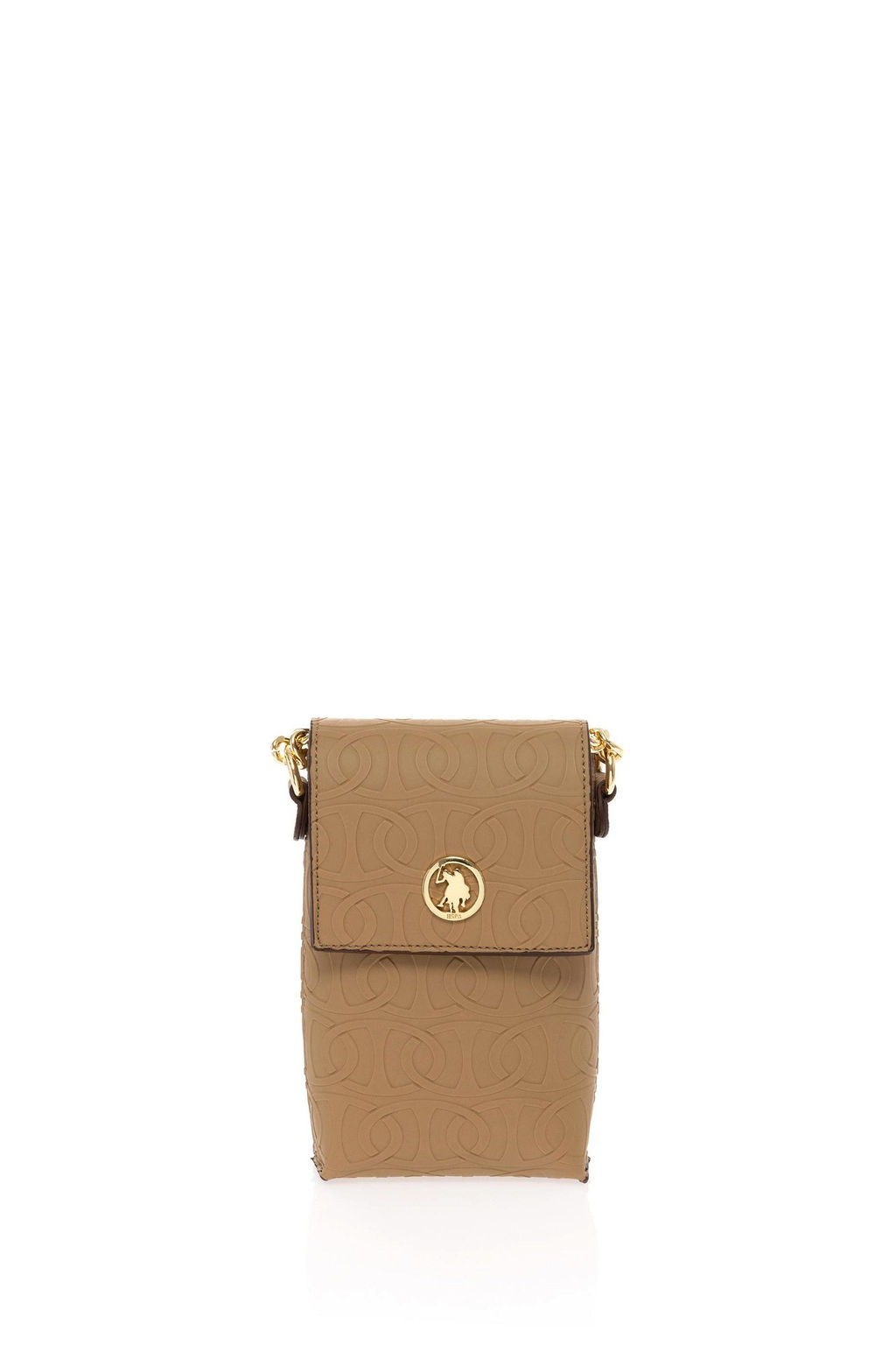 Женская темно-бежевая сумка для телефона Неожиданная скидка в корзине