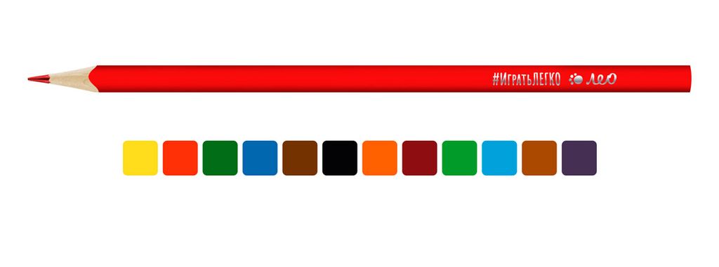 Лео Играй Набор цветных трехгранных карандашей LGCP-12 заточенный 8 х 12 цв
