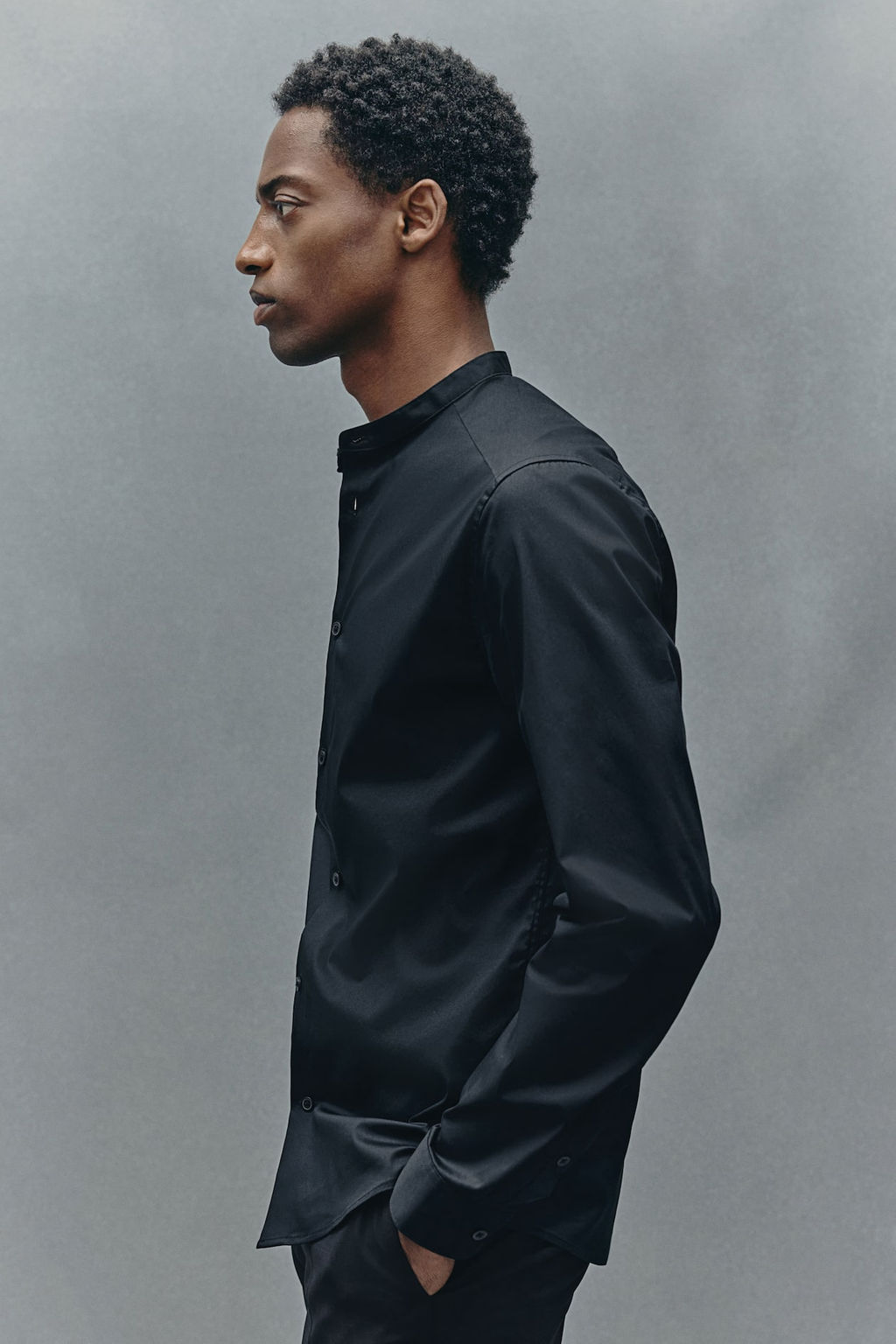 Camisa con cuello mao Slim Fit - H&m фото 3