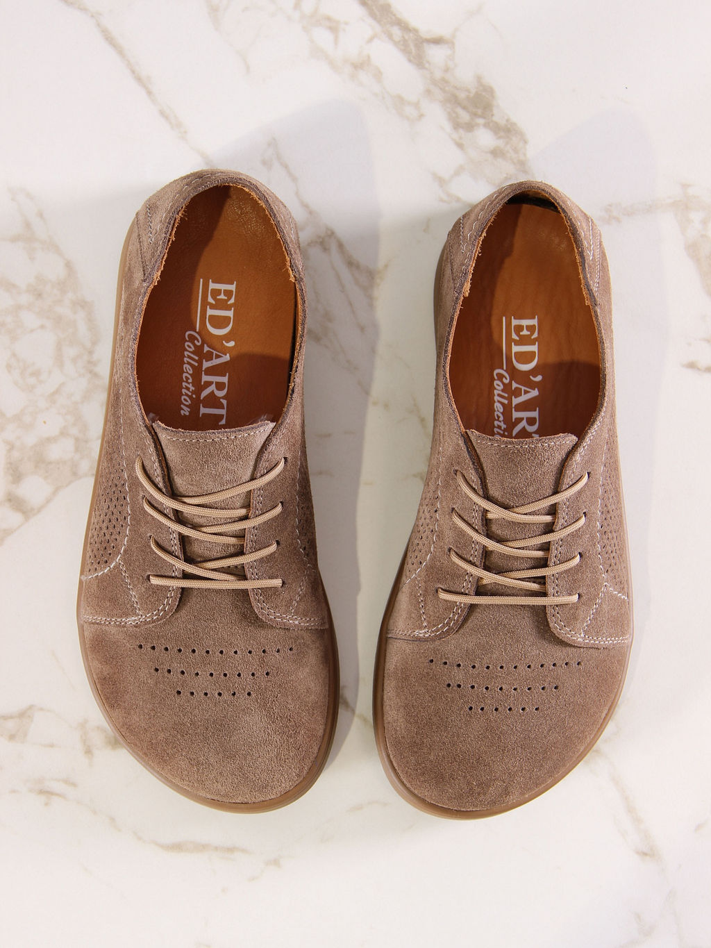 Туфли женские демисезонные с перфорацией 179.Р.астиbr.Серо-коричневая замша/Кожа - Edart фото 2