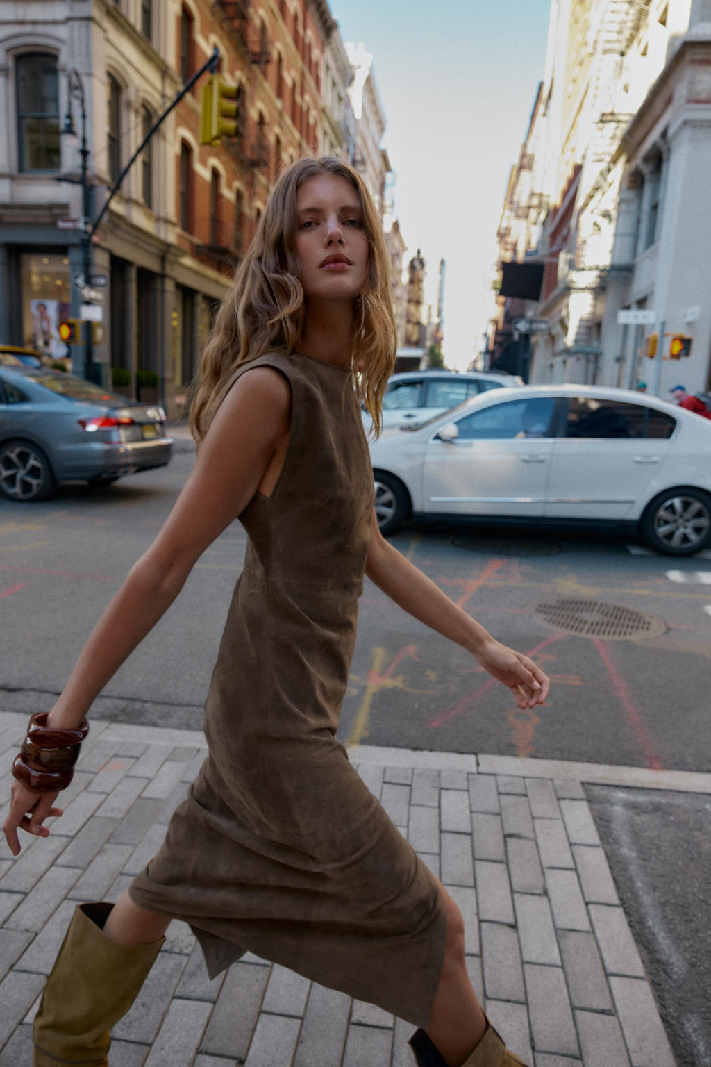 100% LEATHER MIDI DRESS - Zara фото 9
