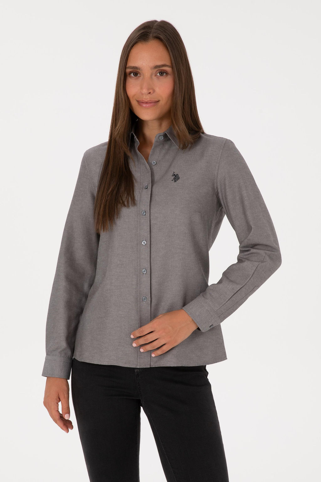 Kad_n Gri Uzun Kollu Basic G_mlek Sepette S_rpriz _ndirim