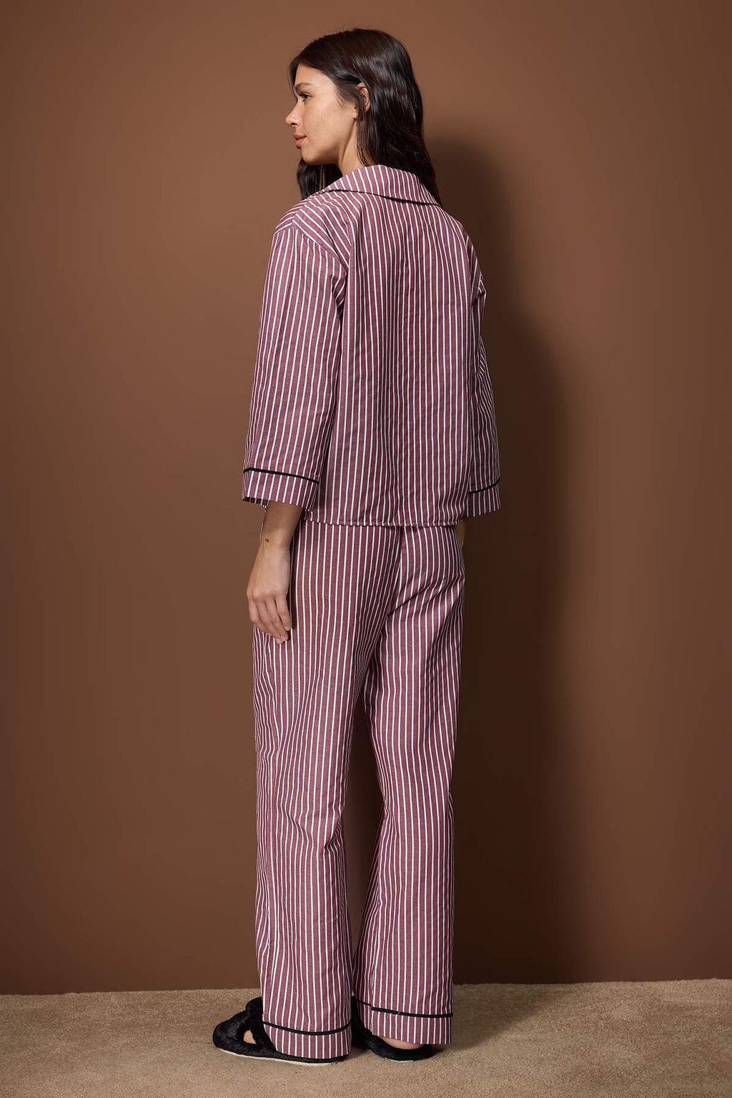 Mavi Cizgili Poplin Dokuma Pijama Tak?m? THMAW26PT00101 - Trendyolmilla фото 8