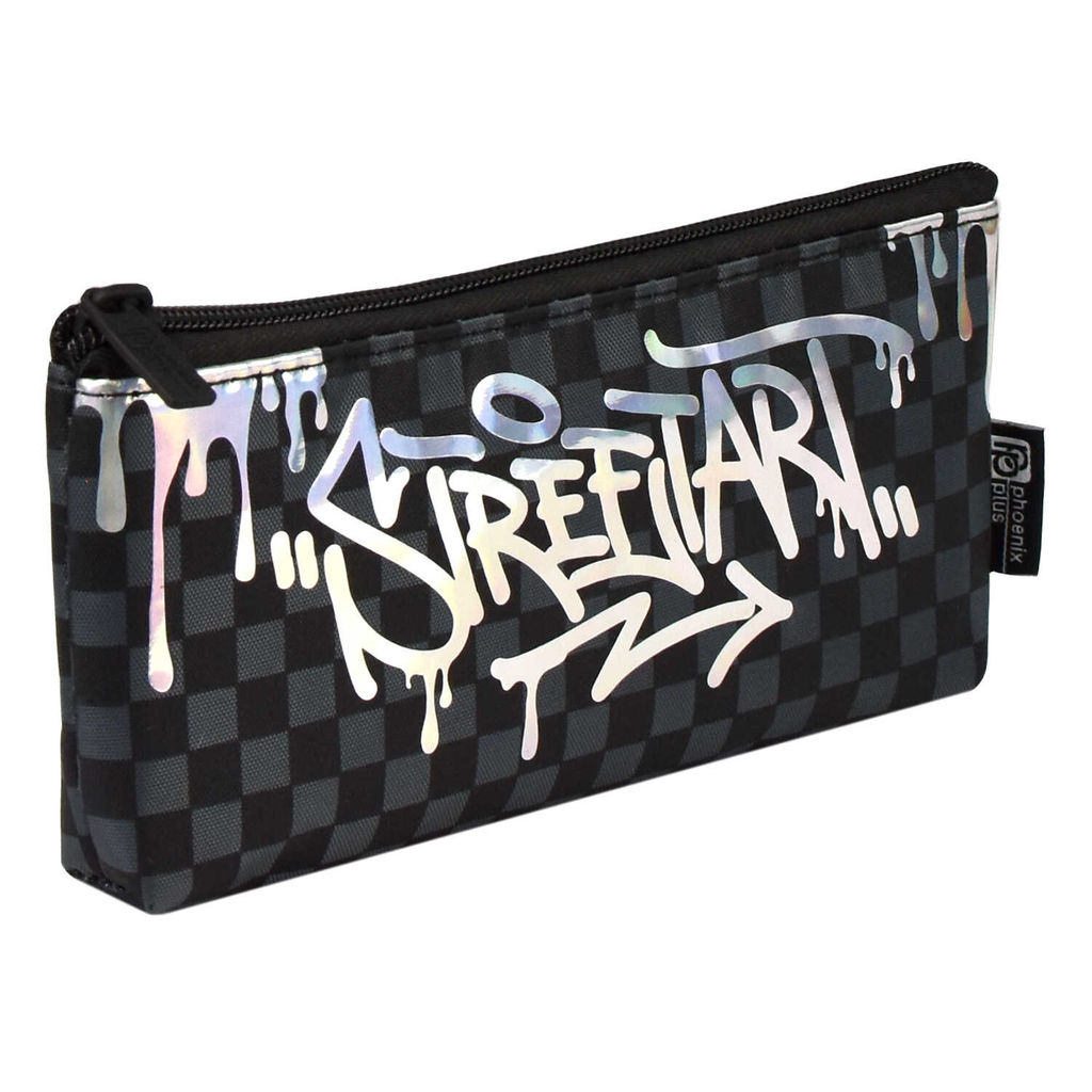 Пенал школьный Феникс+, арт.64963/ 48 ПАНК 1 (без наполнения, 19х9х1.5 см, полиэстер, молния, голографическая печать, сублимационная печать, ПЭТ-пакет).