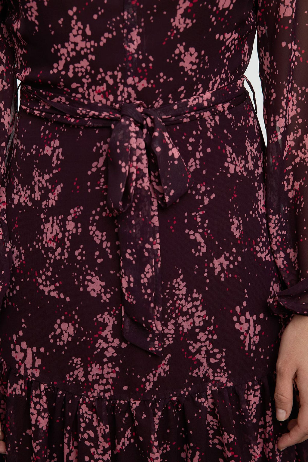 Trendyolmilla Koyu Visne Cicekli Dokuma K?sl?k Elbise TWOAW24EL00261  фото 8