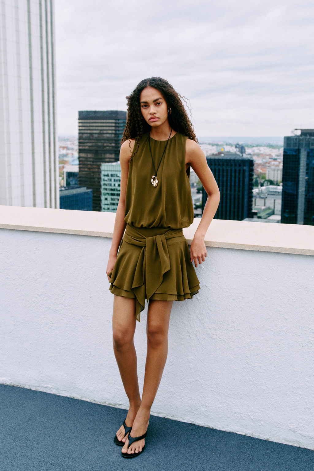 Vestido de gasa con lazada - H&m фото 6