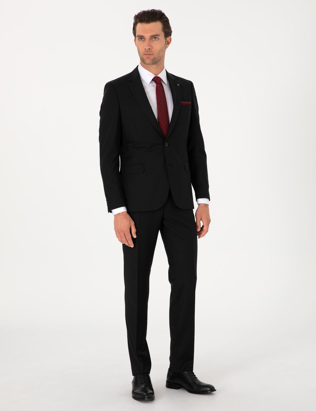Siyah Slim Fit %100 Y_n Mono Yaka Tak_m Elbise