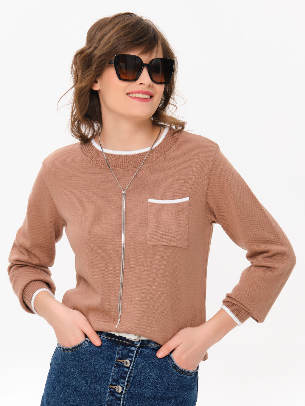 Джемпер вязаный с карманом - Stilla фото 7