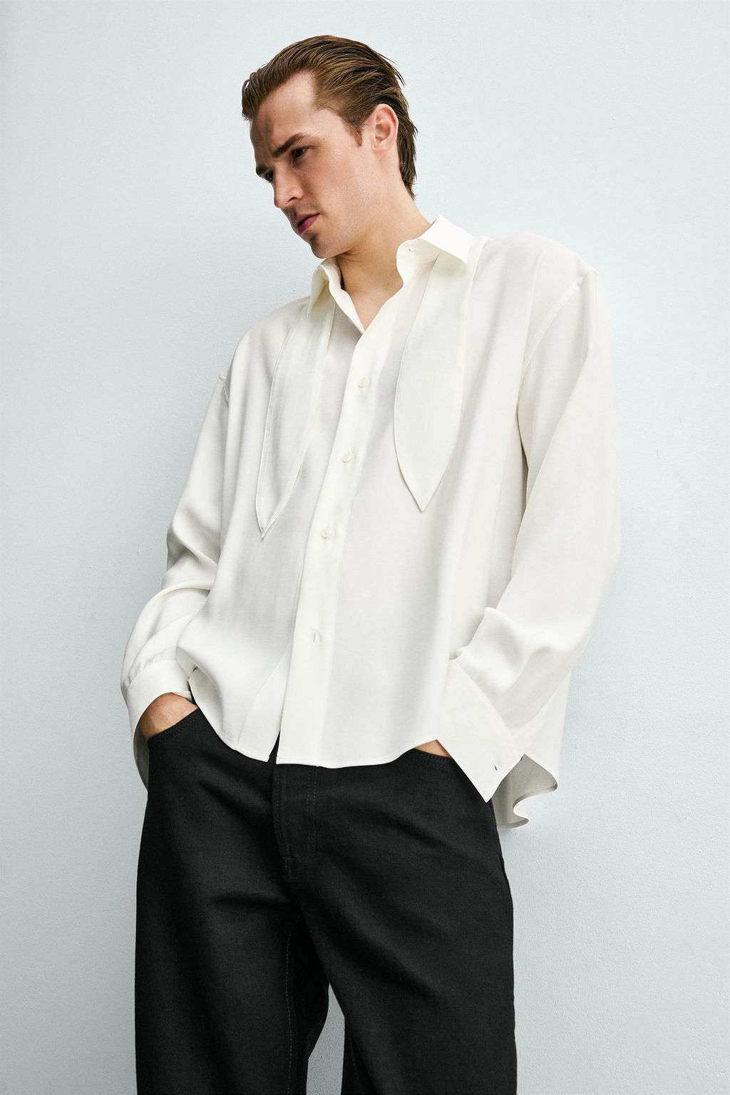 CAMISA FLUIDA LAZO CORTO / Blanco - Zara фото 6