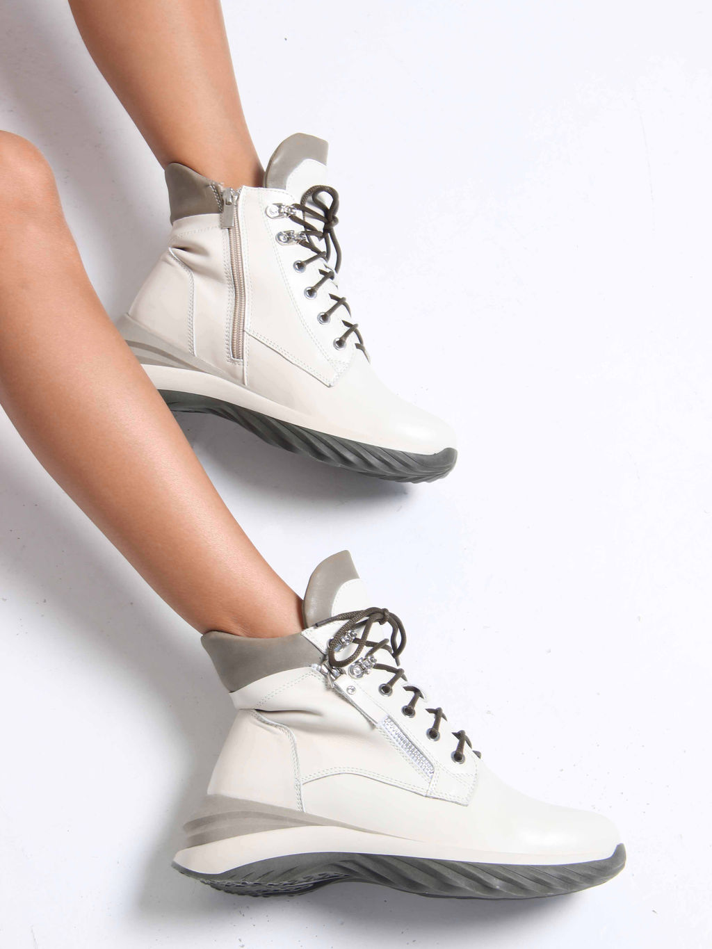 Ботинки 261.uno2gr.Бежевый хаки/Байка