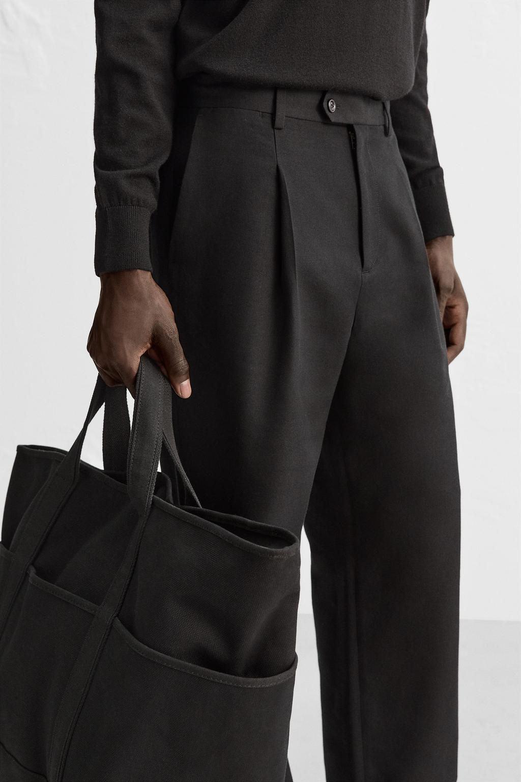 COTTON/WOOL PLEATED TROUSERS - Zara фото 5