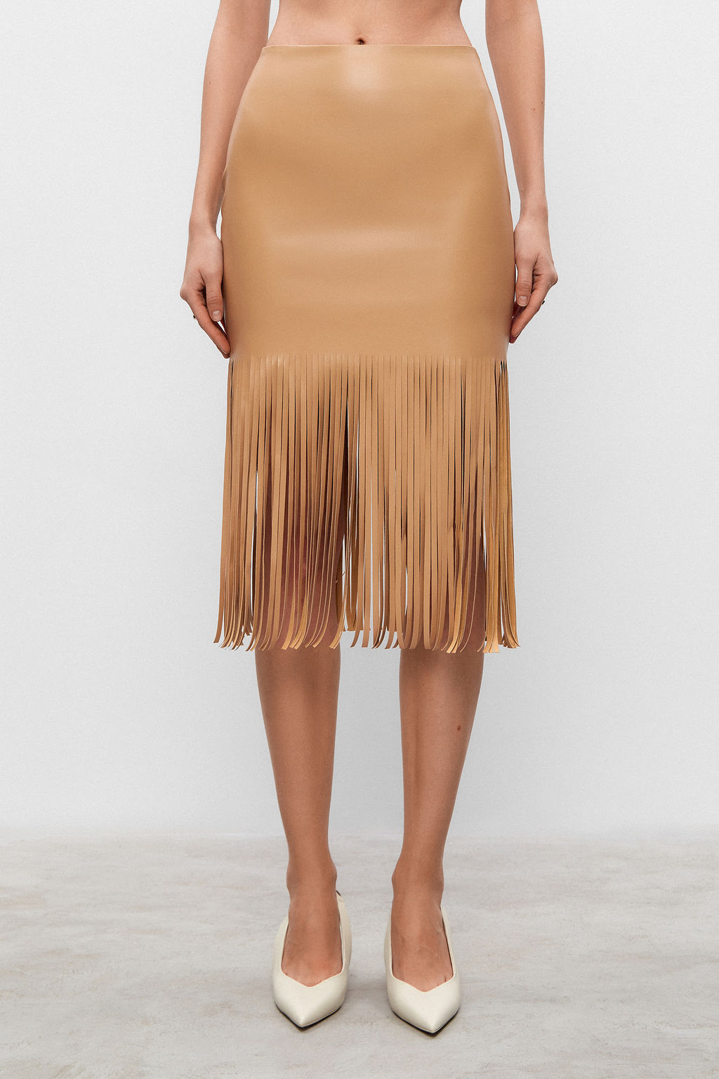 Юбка из экокожи с бахромой - Mollis фото 2