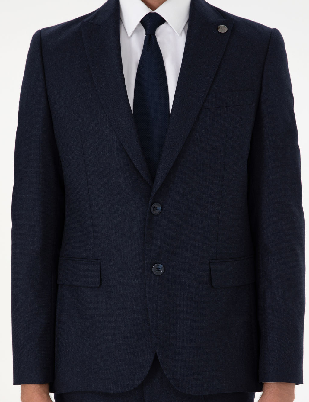 Lacivert Slim Fit Y_n Tak_m Elbise