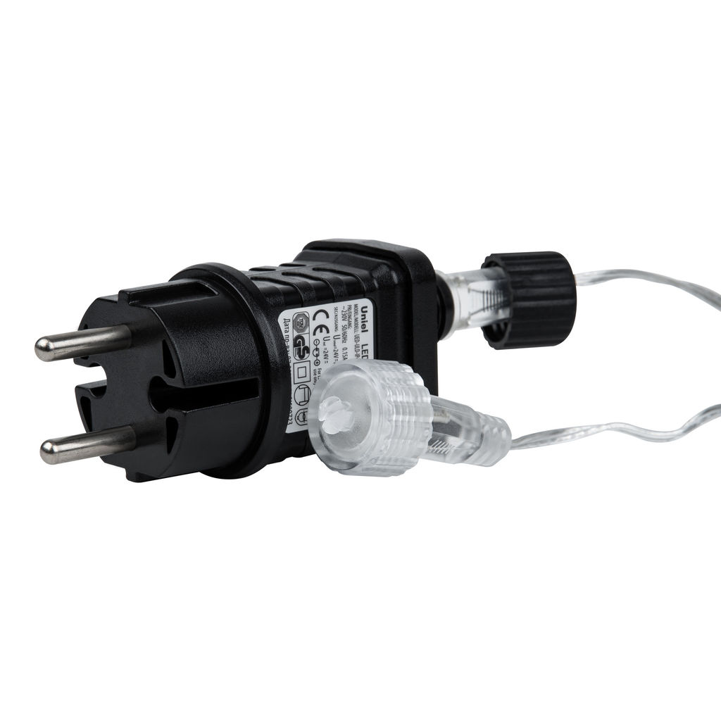 ULD-B12006-195/TTK AMBER IP44 Бахрома светодиодная с эффектом мерцания, 12м. Соединяемая. 195 светодиодов. Янтарный свет. Провод прозрачный. ТМ Uniel