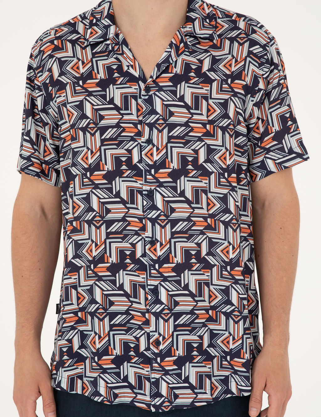 Lacivert Comfort Fit K_sa Kollu G_mlek