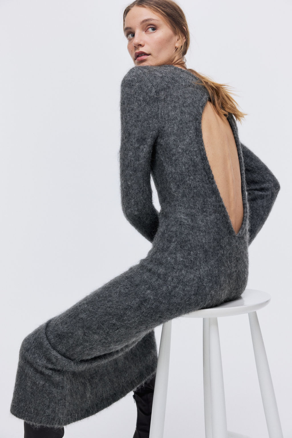 Vestido en mezcla de mohair con espalda cut-out - H&m фото 5