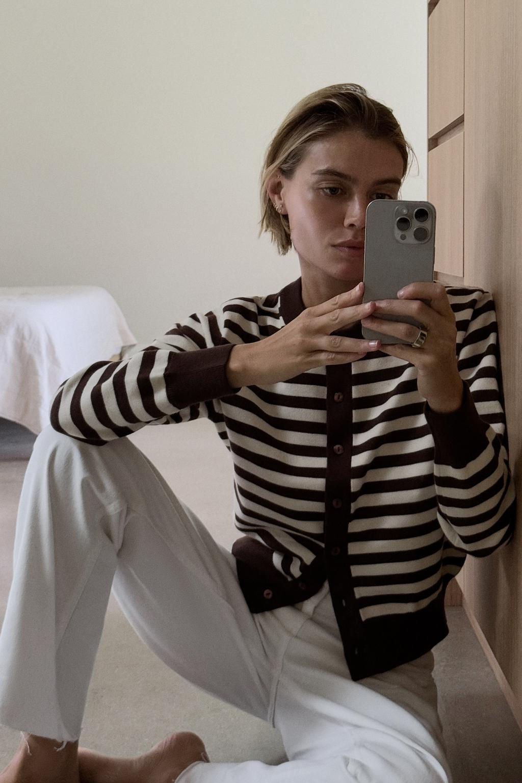 STRIPED KNIT CROPPED CARDIGAN - Zara фото 3