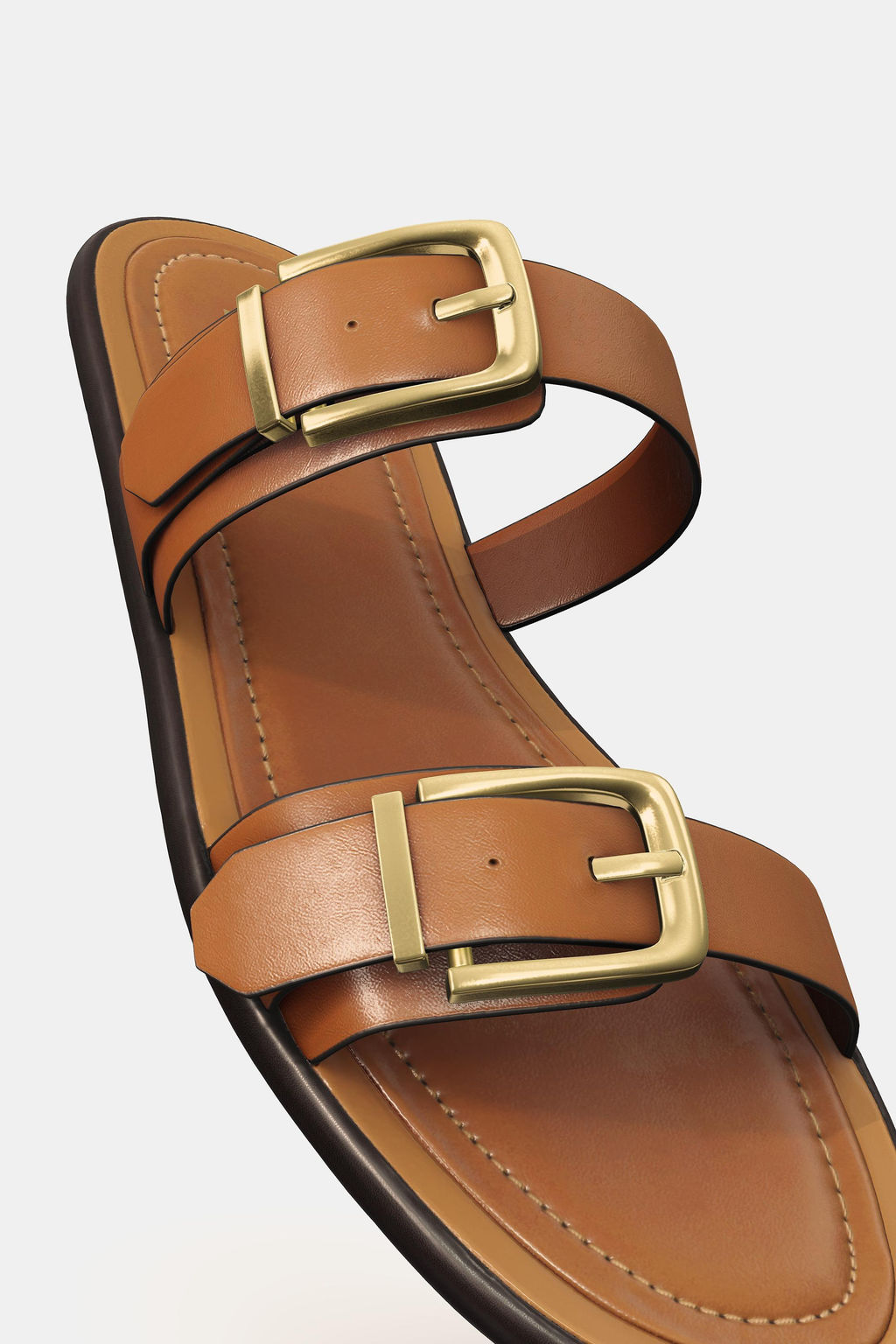 DOUBLE-STRAP BUCKLE FLAT SANDALS - Zara фото 16