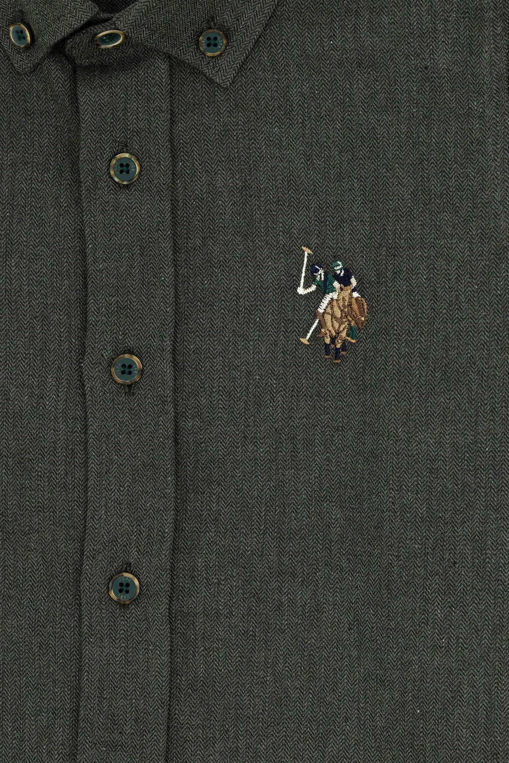 Темно-зеленая рубашка с длинным рукавом для мальчика - U.s. polo assn фото 4