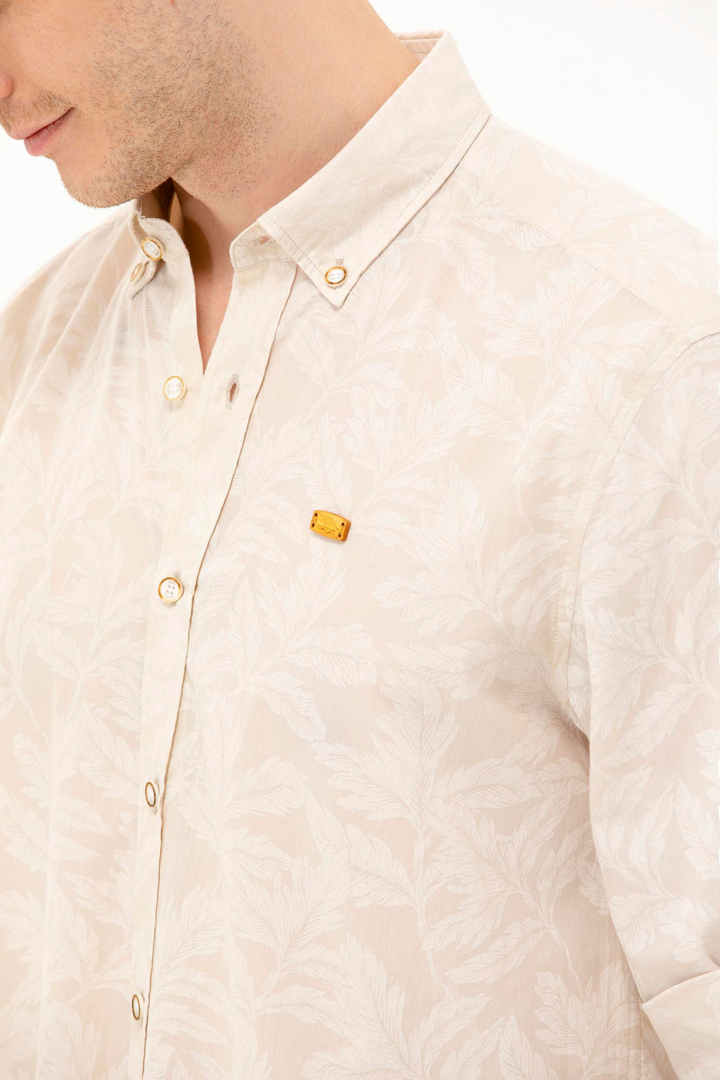 U. S. Polo Assn Мужская рубашка с длинным рукавом цвета экрю - U.s. polo assn фото 7