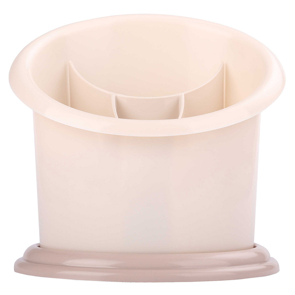 Подставка для столовых приборов пластмассовая Стиль 16х13х16см, 4-х секционная, светло-бежевый (Россия) - Домашняя мода фото 2