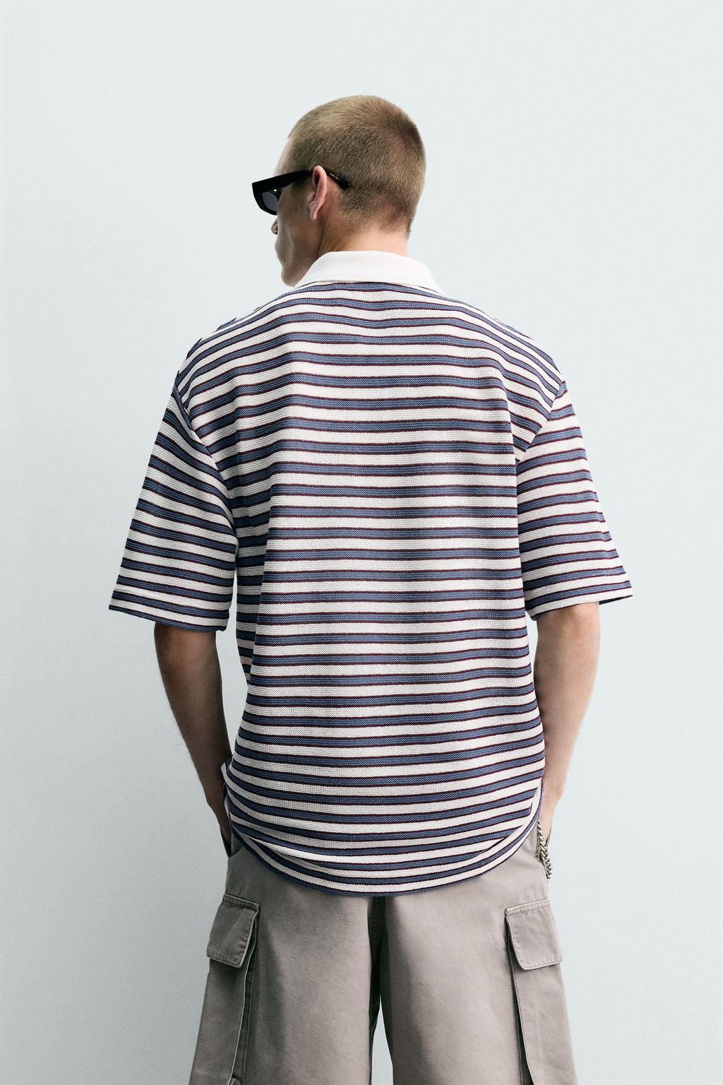 POLO JACQUARD RAYAS BORDADO / Azul / Blanco - Zara фото 3