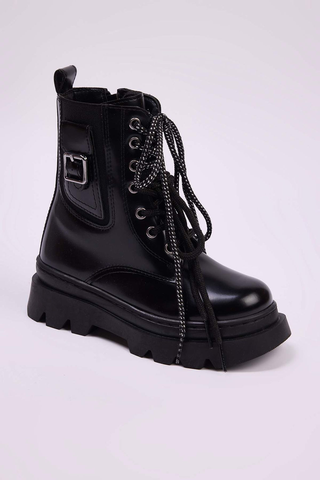 Siyah Fermuar Detayl? Cift Renk Bagc?kl? Buyuk K?z Cocuk Kids Postal Bot TAKAW26BO00011 - Trendyolmilla фото 7