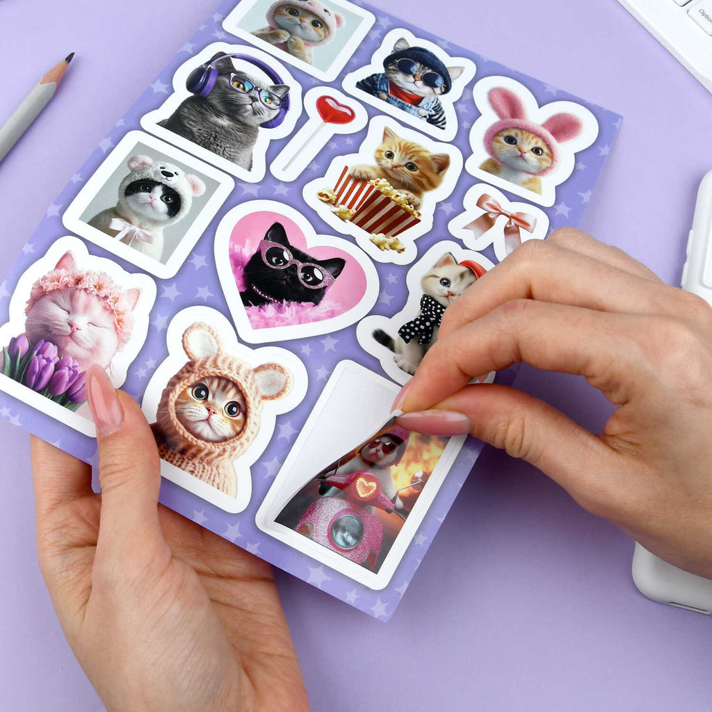 Набор наклеек. Серия "Любимые стикеры" арт. 72133 КОТЫ В ОБРАЗЕ /148х210 мм,