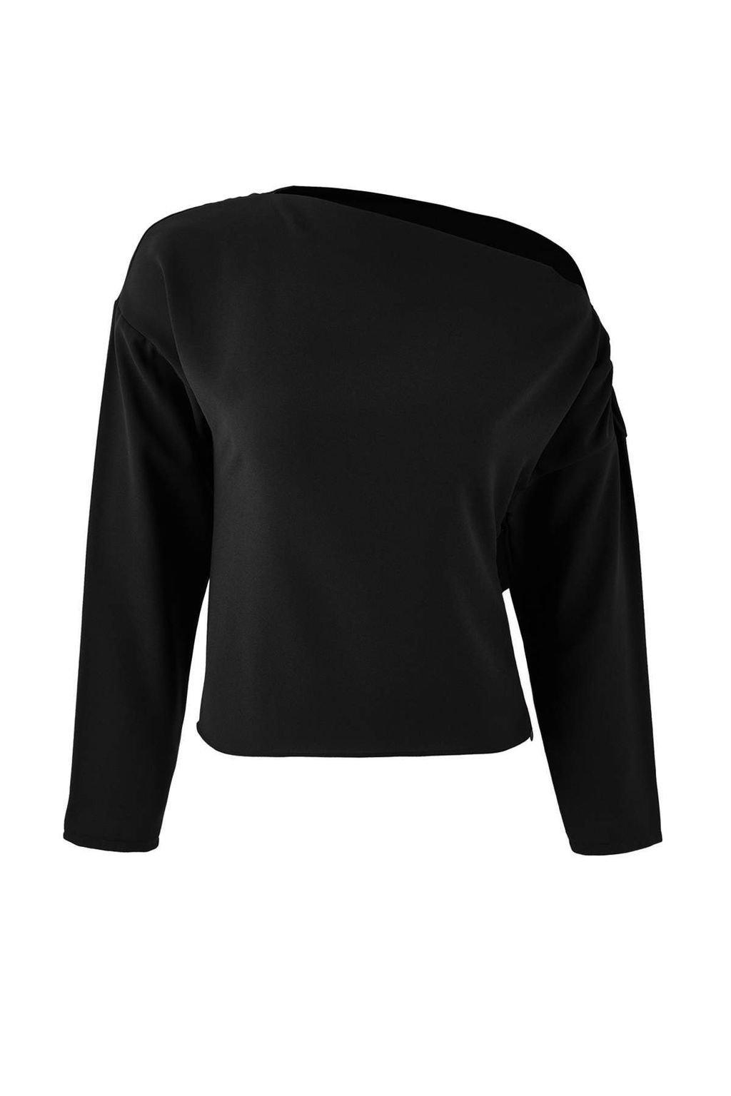 Siyah Kay?k Yaka Dar Kal?p Krep Dokuma Bluz TWOSS26BZ00089
