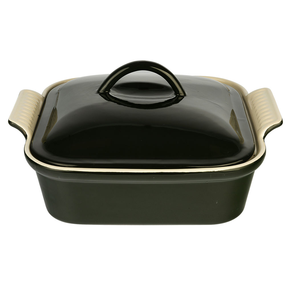 3833 GIPFEL Форма для запекания с крышкой MAJOLICA 29х26х13см. Материал: жаропрочная керамика. Цвет: темно-зеленый  фото 2