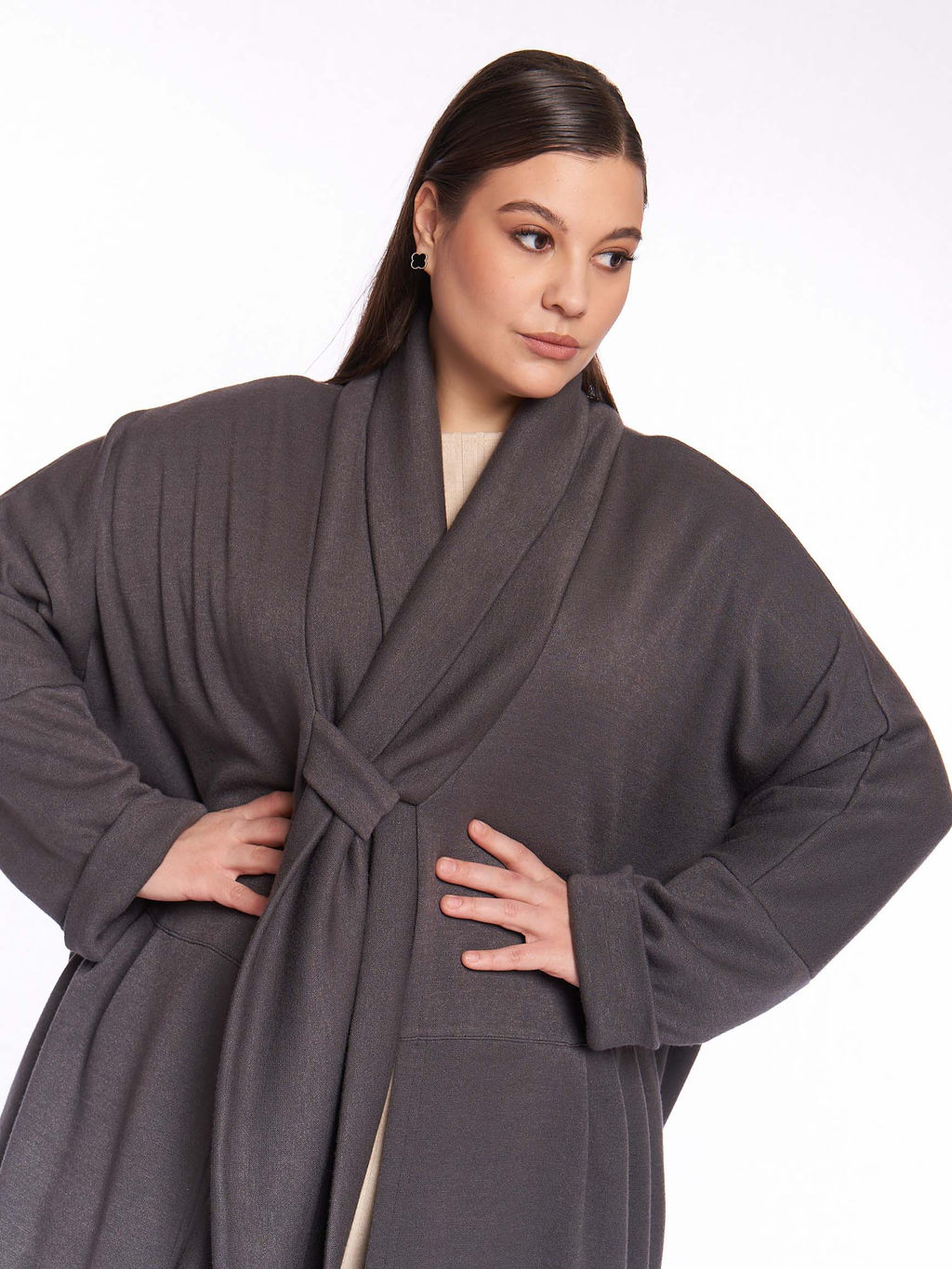 Кардиган с шалевым воротником KA02608GRY23