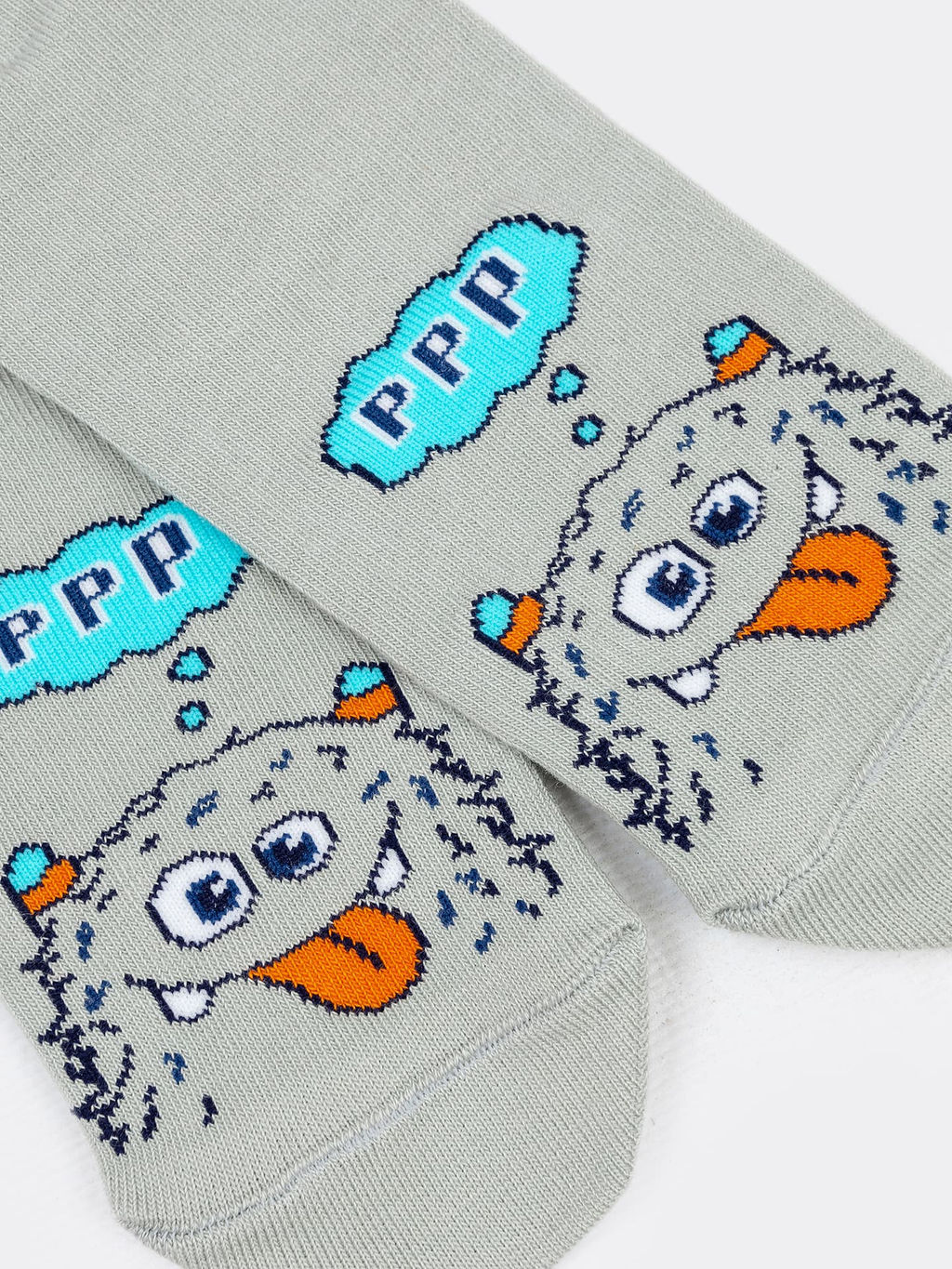 Цена за 5 пар! Носки детские классические в светло-оливковом оттенке с рисунком монстрика - Mark formelle фото 5