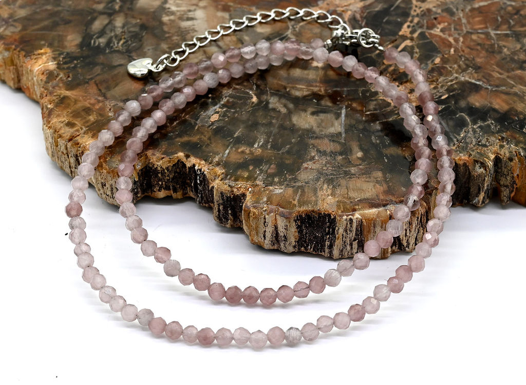 Чокер из улексита с эффектом кошачьего глаза шарик гр.3мм цв.клубничный, 40см