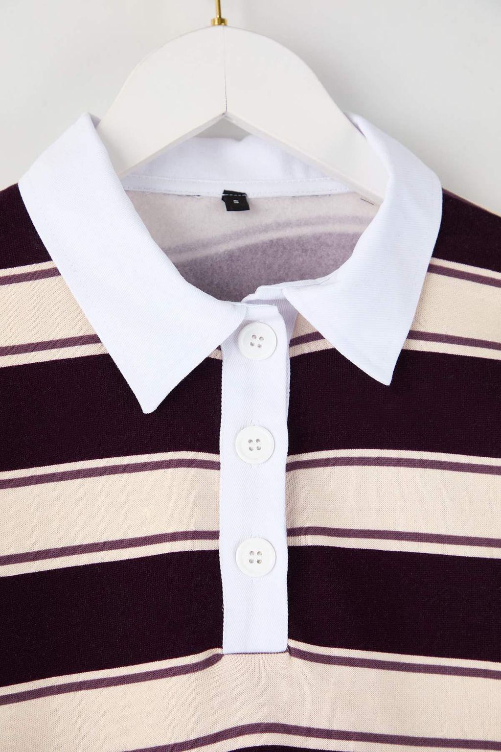 Cok Renkli Cizgili Polo Yaka Oversize/Genis Kal?p Orme Sweatshirt TWOAW26SW00245 - Trendyolmilla фото 6