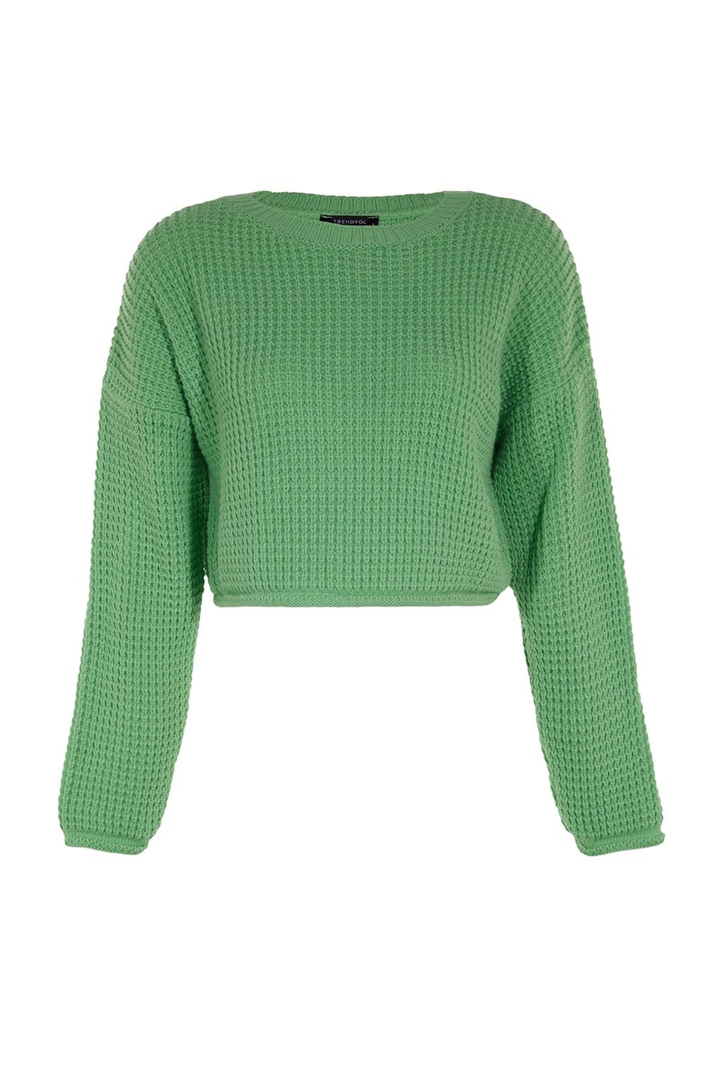 Yesil Crop Genis Kal?p Triko Kazak TWOAW23KZ01193 - Trendyolmilla фото 6