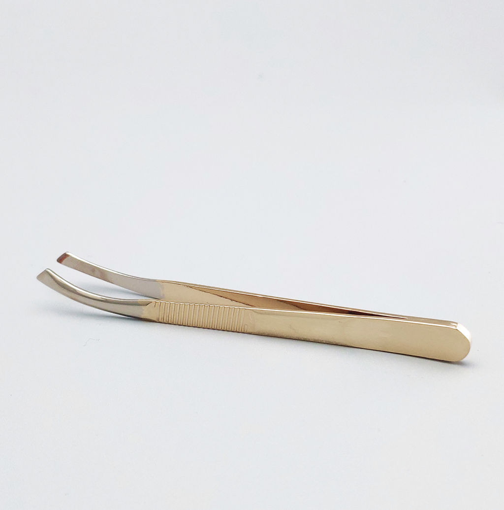 Zinger Пинцет для бровей дугообразный скошенный / Standard 86053 HG, золотистый  фото 2