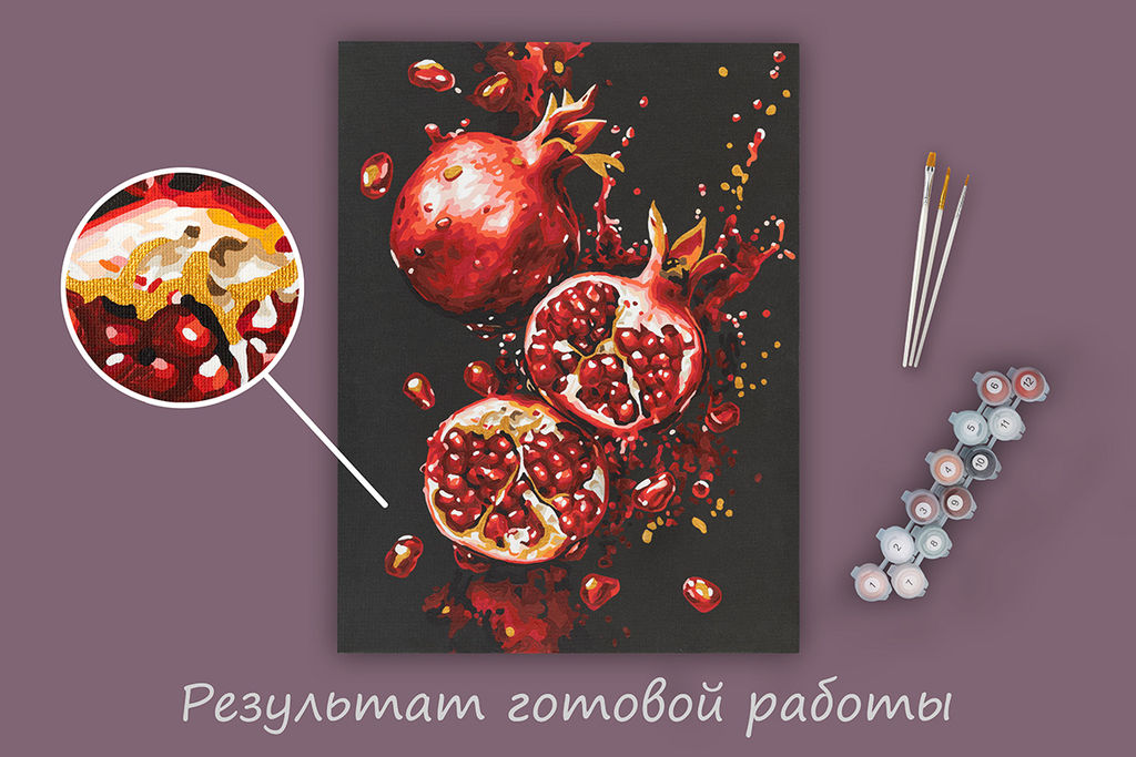 ФРЕЯ PNB/PMB-279 Набор для раскрашивания по номерам ( эффект черного холста ) ( с краской-металлик ) 40 х 30 см Сочные гранаты