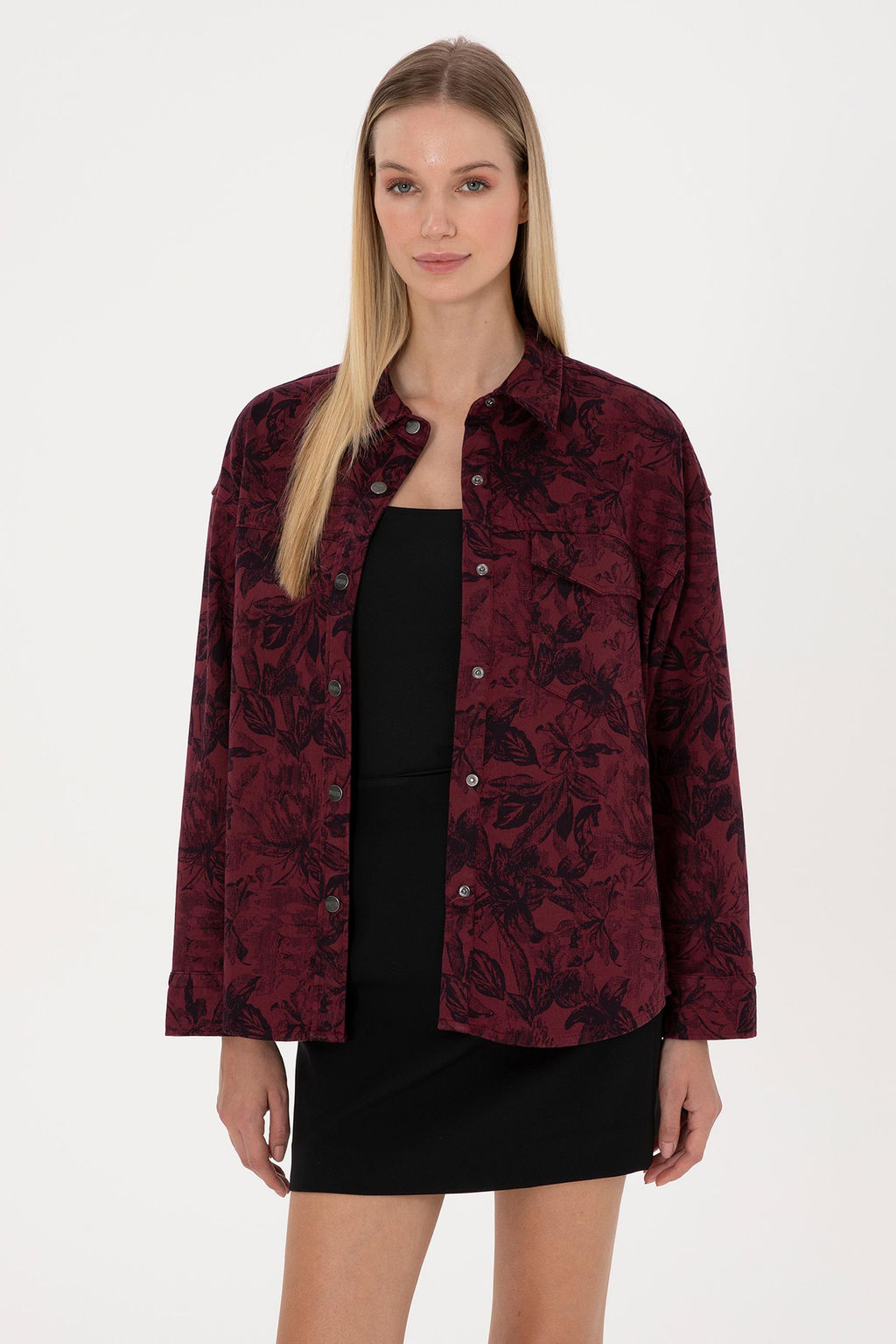 Kad_n Bordo Uzun Kollu G_mlek