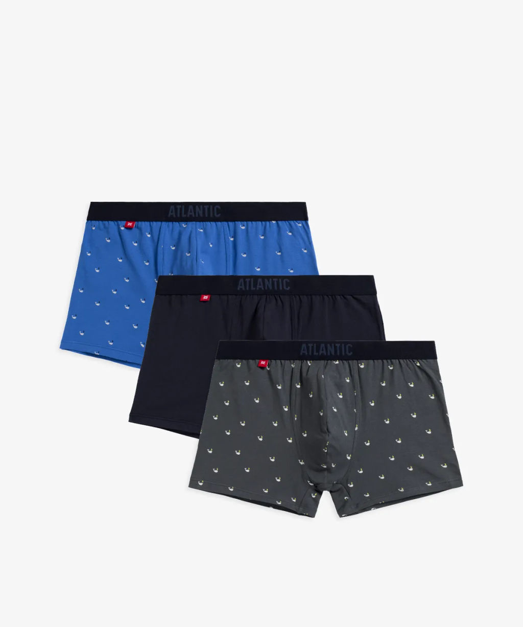 ATLANTIC 3MH-187 Трусы шорты Sea - набор 3 шт. небесно-голубой + темно-синий + графитовый  фото 2