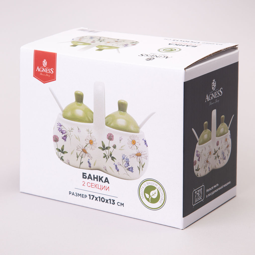 САХАРНИЦА С ЛОЖКОЙ AGNESS FLOWER STORY 10*9,5 СМ 300 МЛ  фото 2