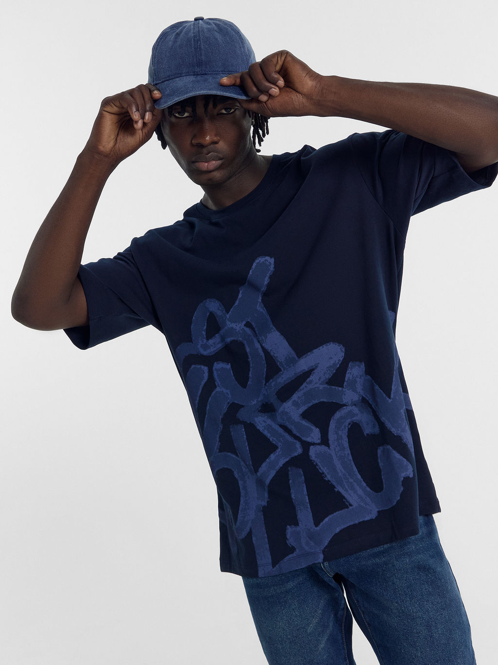 Футболка Mark Formelle мужская из хлопка с эластаном синяя с принтом  фото 6