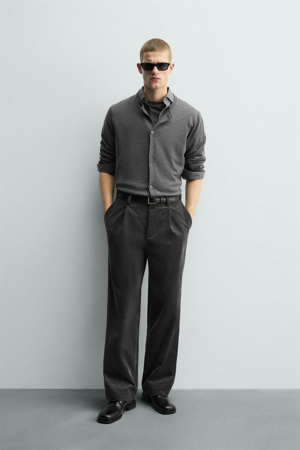 CORDUROY PLEATED TROUSERS