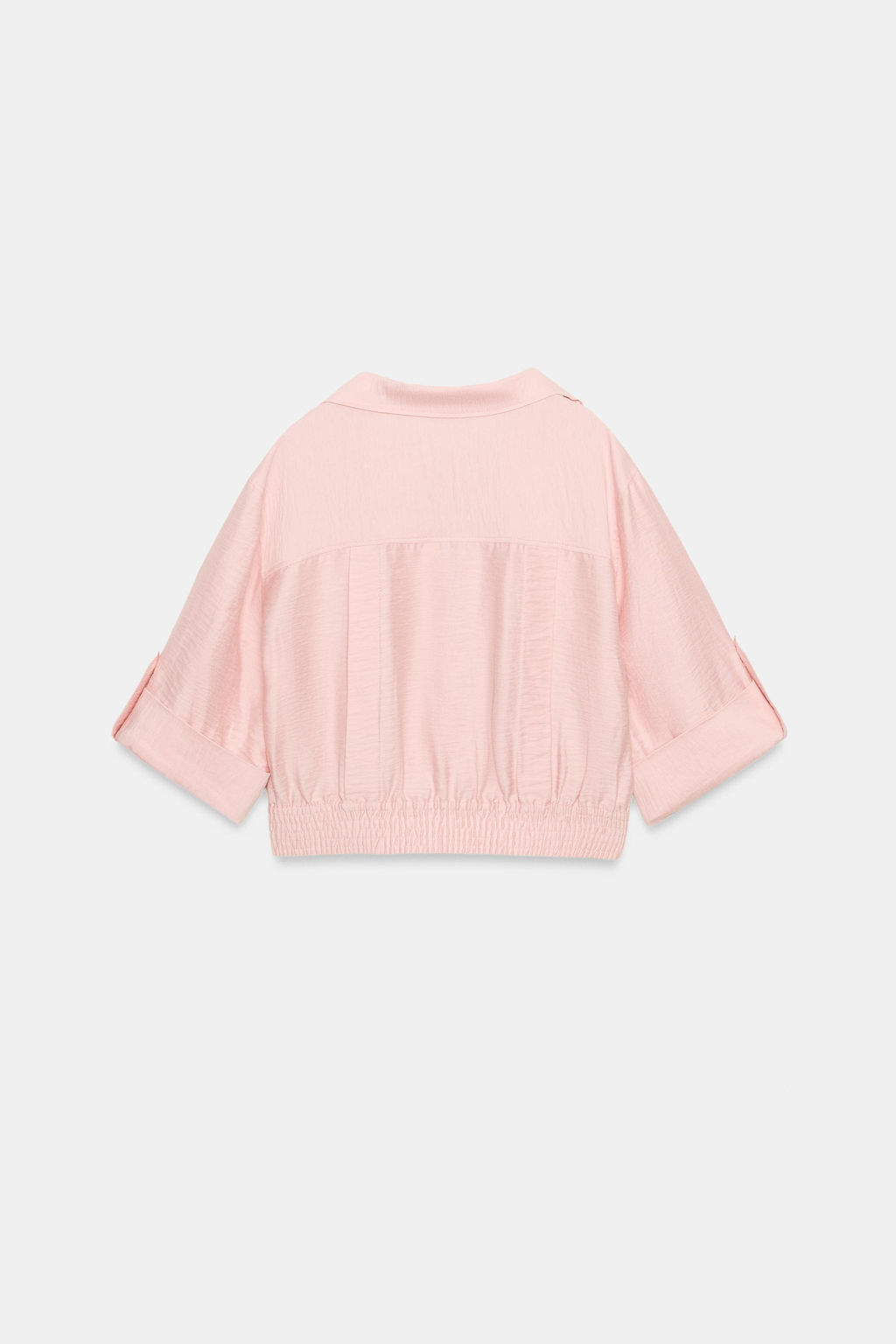 CAMISA CORTA CON LINO / rosa claro - Zara фото 6