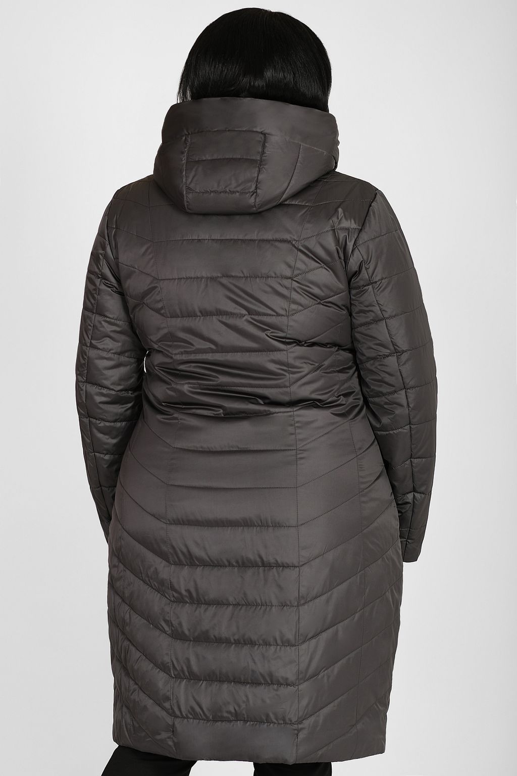 Пальто с капюшоном на осень и весну теплое на молнии стеганое - Almond фото 2