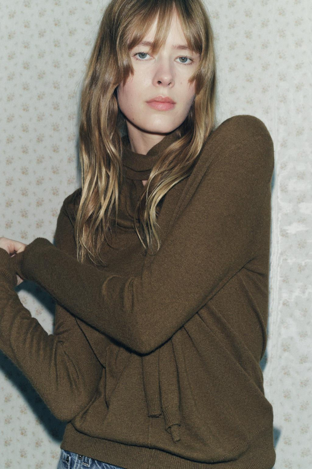 PLAIN KNIT SCARF SWEATER - Zara фото 4