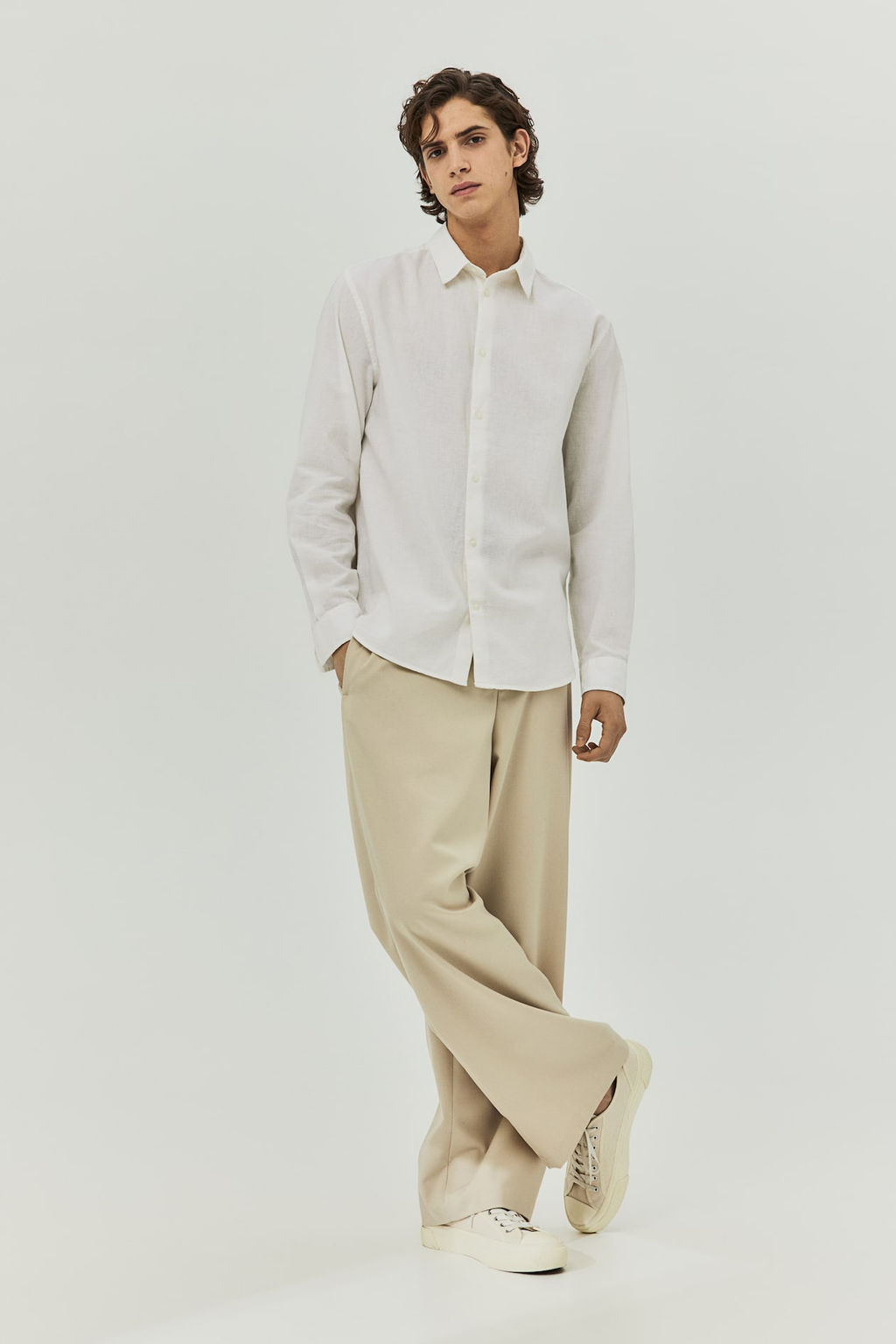 Camisa en mezcla de lino Regular Fit