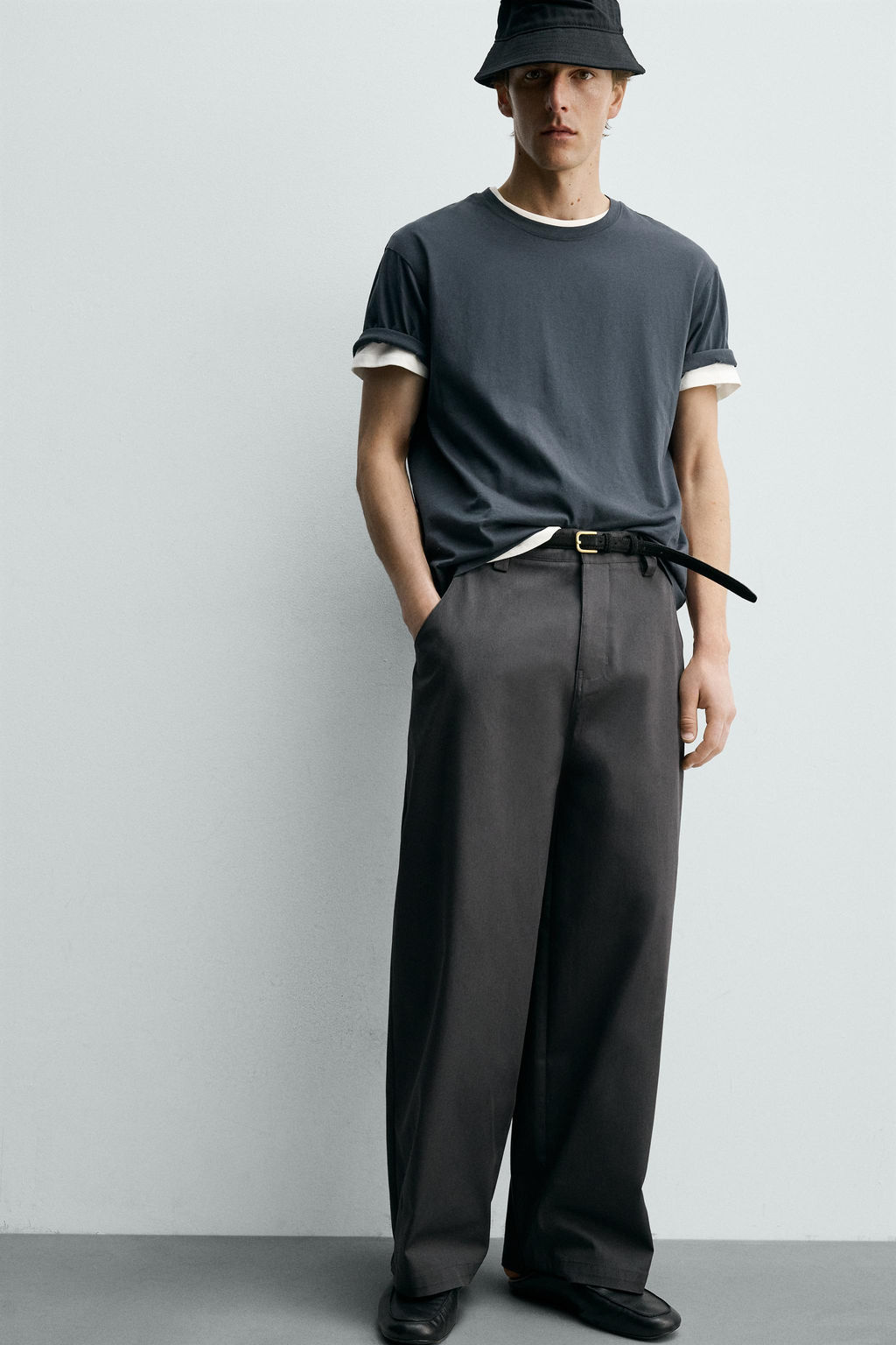 PANTAL?N WIDE  FIT CROPPED / Gris Antracita - Zara фото 6