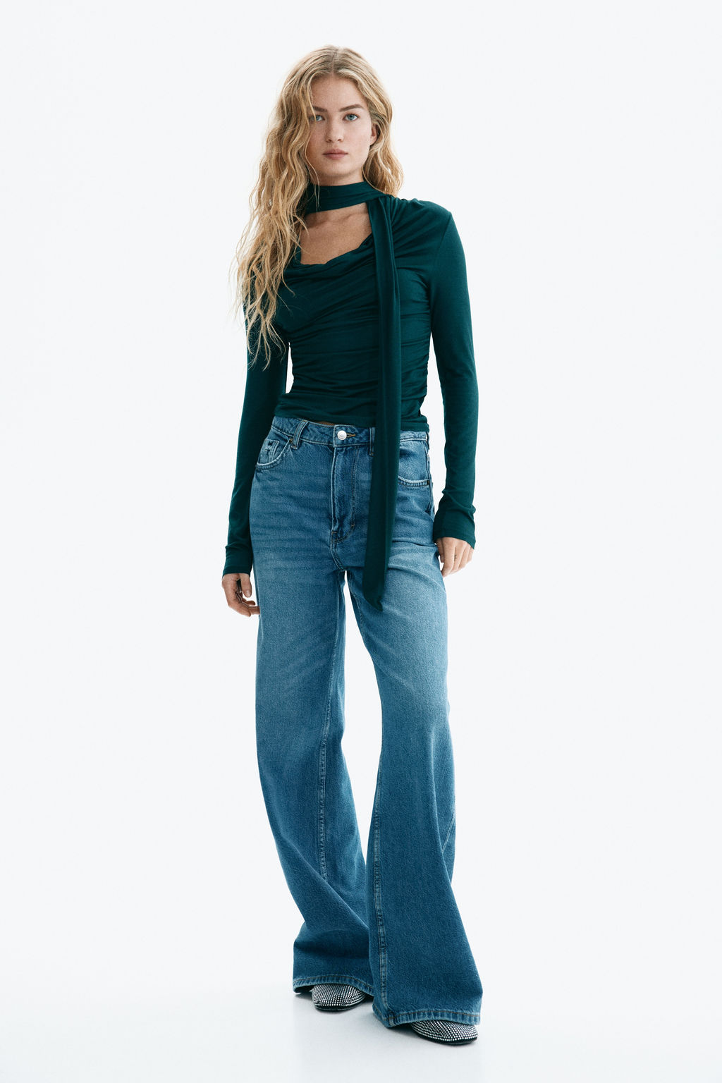 Top drapeado con detalle efecto fular - H&m фото 6